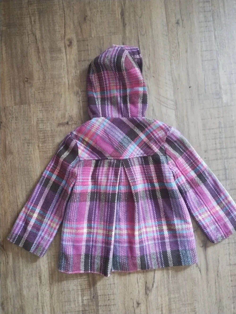 Vintage Y2K Cherokee plaid pea coat girls size 6 pink & purple